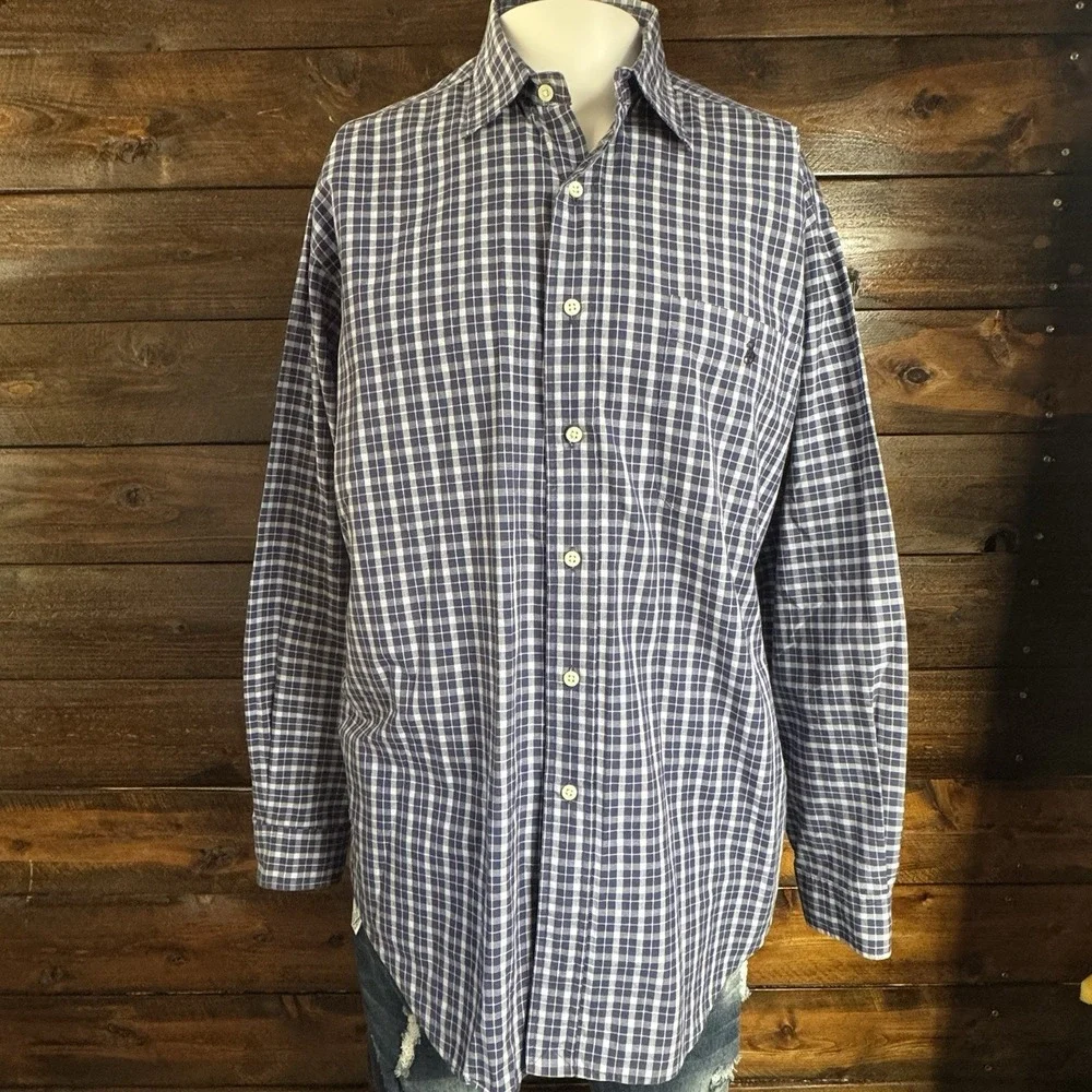 Polo Ralph Lauren Mens Classic Fit Blue Plaid Button Up Long Sleeve Shirt Size M